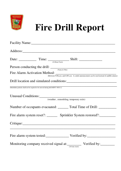 23058603-fillable-fire-drill-report-form