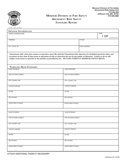 23084641-amusement-ride-safety-itinerary-report-form-missouri-division-of-dfs-dps-mo