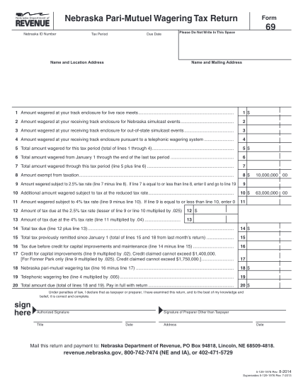 23167512-form-69-nebraska-pari-mutuel-wagering-tax-return-revenue-ne