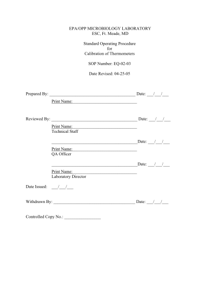 23172688-fillable-standard-operating-procedure-for-calibration-of-thermometers-form