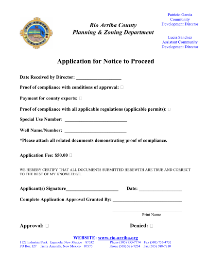 23267465-application-for-notice-to-proceed-rio-arriba-county-rio-arriba