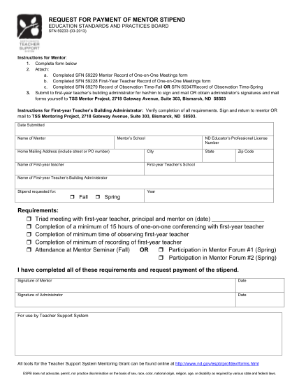 23301496-sfn-59233-request-for-payment-of-mentor-stipend-form