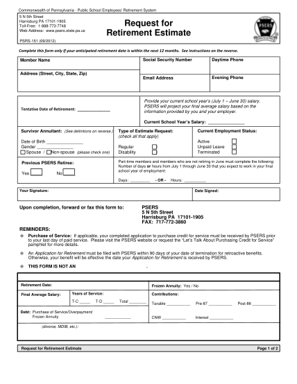 23460149-fillable-psrs151-form-psers-state-pa