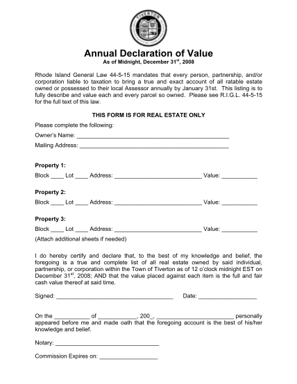 23467511-annual-declaration-of-value-tiverton-ri