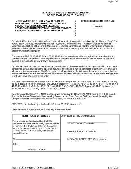 23534803-page-1-of-1-before-the-public-utilities-commission-of-the-state-of-south-dakota-in-the-matter-of-the-complaint-filed-by-thelma-ampquot-puc-sd