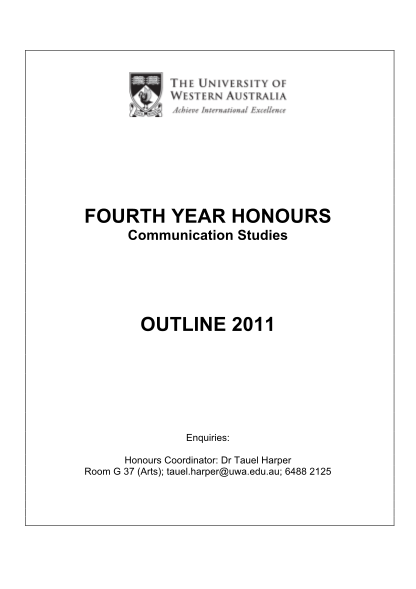 23755550-fourth-year-honours-communication-studies-outline-2011-enquiries-honours-coordinator-dr-tauel-harper-room-g-37-arts