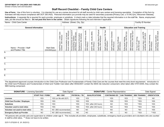 23805993-fillable-dcf-checklist-for-staff-record-form-dcf-wi