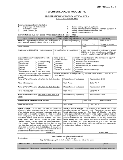 24161192-fillable-tecumseh-local-medical-emergency-medical-form