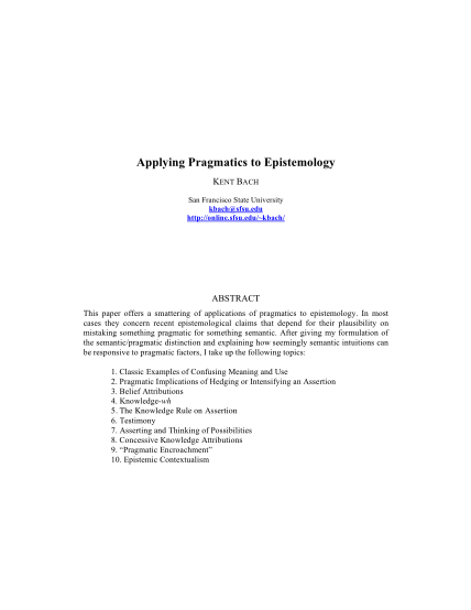 24692160-applying-pragmatics-to-epistemology-san-francisco-state-university-sfsu