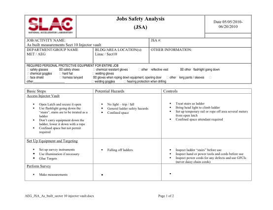 24755662-fillable-job-safety-analysis-form-working-in-elevation-www-group-slac-stanford