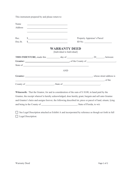 80 microsoft word warranty deed template page 2 - Free to Edit ...