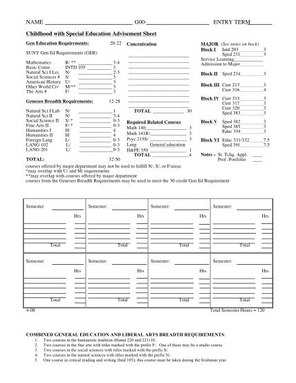 24839407-advisement-guide-sheet-for-childhood-with-suny-geneseo-geneseo