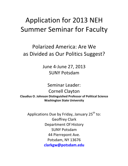24846230-application-2013-neh-summer-seminar-for-faculty-suny-potsdam-potsdam