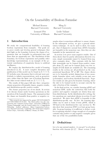 24879719-on-the-learnability-of-boolean-formulae-1-introduction-citeseerx-cis-upenn