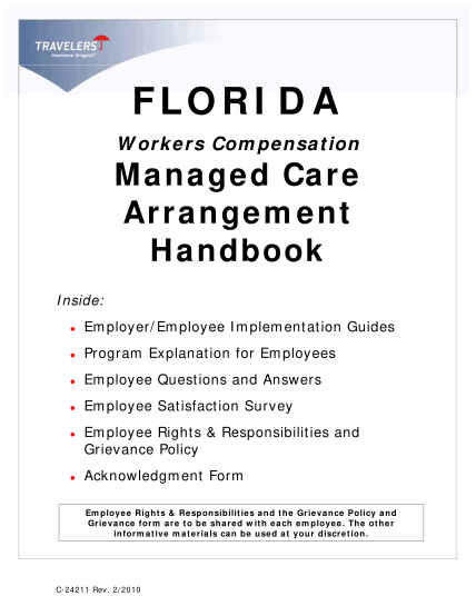 25498-c-24211flwcmca-handbook-florida-workers-compensation-managed-care---travelers-travelers-insurance-forms-and-applications