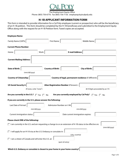 25562816-h-1b-applicant-information-form-pdf-employment-equity