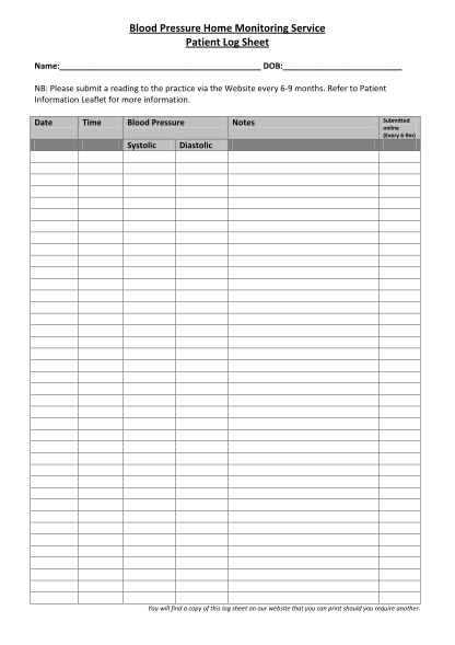 25 Home Blood Pressure Record Sheet Free to Edit Download Print