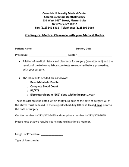 17-medical-clearance-forms-for-surgery-free-to-edit-download-print