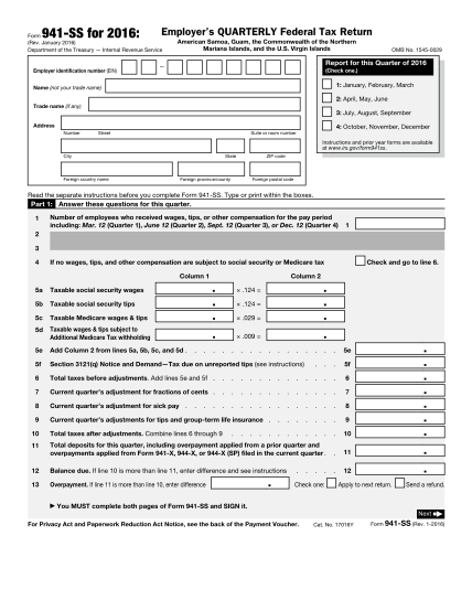 259314278-form-941-ss-rev-january-2016-employers-quarterly-federal-tax-return-american-samoa-guam-the-commonwealth-of-the-northern-mariana-islands-and-the-us-virgin-islands-irs