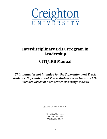 25942833-program-in-leadership-citiirb-manual-this-manual-is-not-intended-for-the-superintendent-track-students-creighton