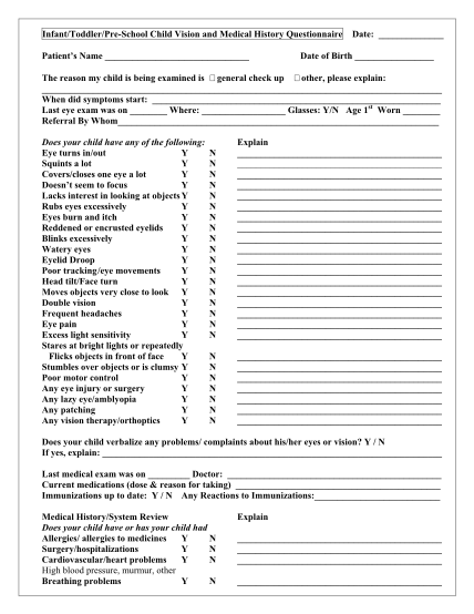 259443588-preschool-form-335pdf-infanttoddler-vision-clinic-ocular-and-medical-history-questionnaire