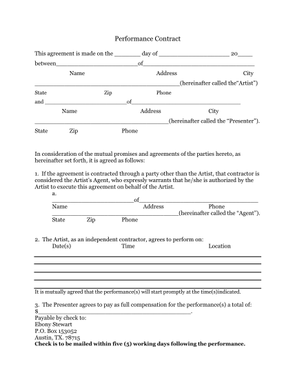 21 music performance contract pdf page 2 Free to Edit Download