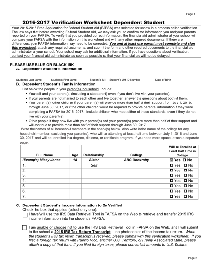 260227131-page-1-20162017-verification-worksheet-dependent-student-your-20152016-application-for-federal-student-aid-fafsa-was-selected-for-review-in-a-process-called-verification-hawaii