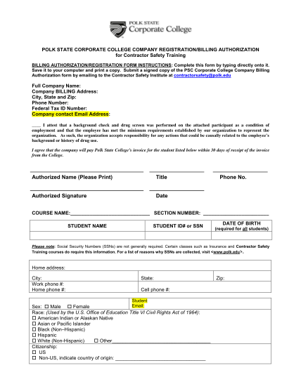 260798335-polk-state-corporate-college-company-registrationbilling-authorization-for-contractor-safety-training-billing-authorizationregistration-form-instructions-complete-this-form-by-typing-directly-onto-it-polk
