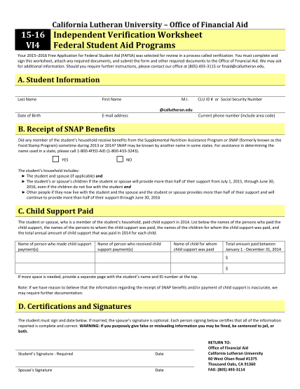 261004866-california-lutheran-university-office-of-financial-aid-1516-independent-verification-worksheet-vi4-federal-student-aid-programs-your-20152016-application-for-federal-student-aid-fafsa-was-selected-for-review-in-a-process-called