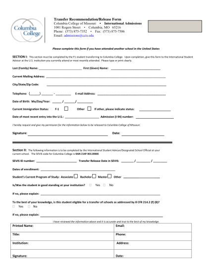 261093939-transfer-recommendationrelease-form-columbia-college-of-ccis