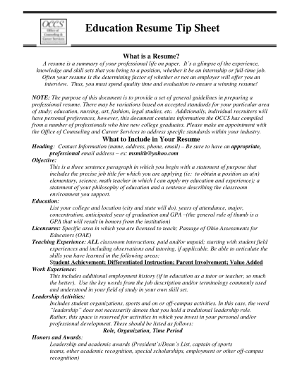 261283149-education-resume-tip-sheet-ursuline-college-ursuline