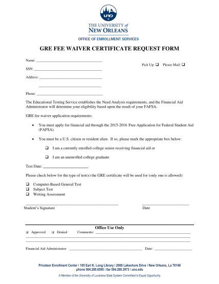 261331199-gre-fee-waiver-certificate-request-form-uno