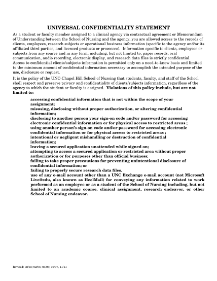 261642222-universal-confidentiality-statement-school-of-nursing-nursing-unc