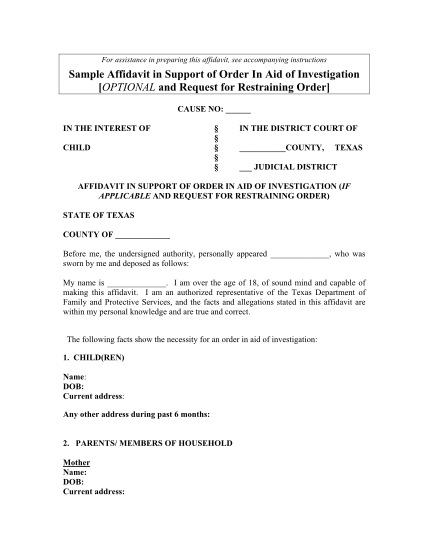 261763108-sample-affidavit-to-support-order-for-investigation-of-child-abuse-dfps-state-tx