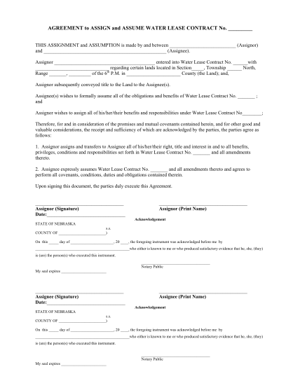 lease assignment and assumption agreement
