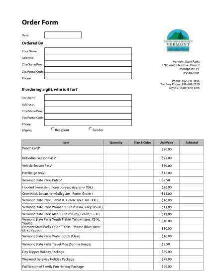 262937303-order-form-list-of-vermont-state-parks