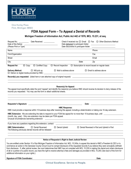 263703590-foia-appeal-form-to-appeal-a-denial-of-records-michigan-dom-of-information-act-public-act-442-of-1976-mcl-15
