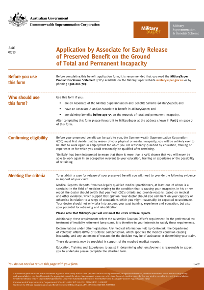 263924908-application-by-associate-for-early-release-of-preserved-benefit-on-the-ground-of-total-and-permanent-incapacity-application-by-associate-for-early-release-of-preserved-benefit-on-the-ground-of-total-and-permanent-incapacity