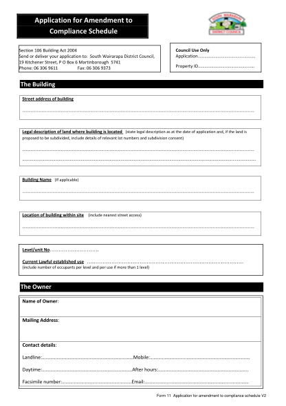 264051347-form-11-application-for-amendment-to-compliance-schedule-swdc-govt