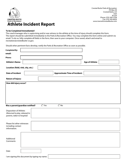 264382321-athlete-incident-report-crested-butte-colorado