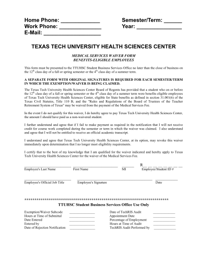 26495257-medical-services-waiver-form-texas-tech-university-health-fiscal-ttuhsc