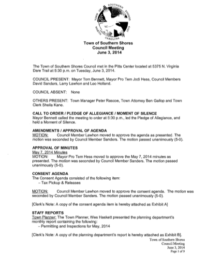 265406494-june-3-2014-council-meeting-town-of-southern-shores-southernshores-nc