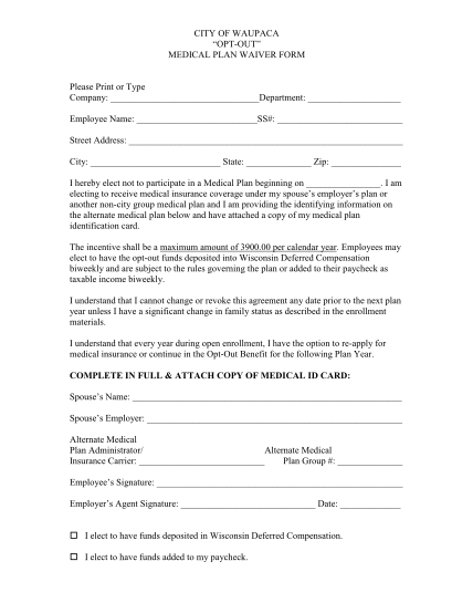 136 Medical Waiver Form Page 4 - Free To Edit, Download & Print 