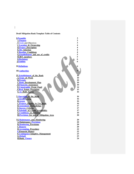266176273-draft-mitigation-bank-template-table-of-contents-lasi-lynchburg