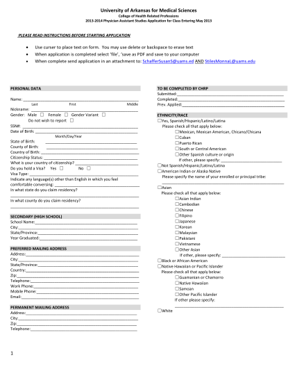 26621422-university-of-arkansas-for-medical-sciences-college-of-health-related-professions-2013-2014-physician-assistant-studies-application-for-class-entering-may-2013-please-read-instructions-before-starting-application-use-curser-to-place-t