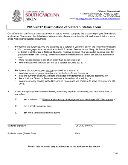 266301006-edufinancialaid-20162017-clarification-of-veteran-status-form-our-office-must-clarify-your-status-as-a-veteran-before-we-can-complete-the-processing-of-your-financial-aid-application-web-usca