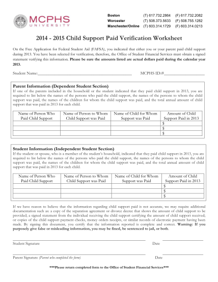 266456879-0213-2014-2015-child-support-paid-verification-worksheet-on-the-application-for-federal-student-aid-fafsa-you-indicated-that-either-you-or-your-parent-paid-child-support-during-2013-my-mcphs