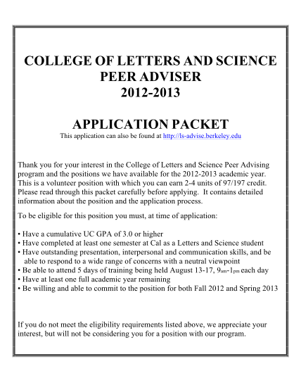 26659392-college-of-letters-and-science-peer-adviser-20122013-application-packet-this-application-can-also-be-found-at-httplsadvise