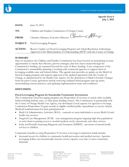 268097500-agenda-item-6-july-1-2015-date-june-19-2015-to-children-and-families-commission-of-orange-county-from-christina-altmayer-executive-director-subject-fiscal-leveraging-program-action-receive-update-on-fiscal-leveraging-program-and