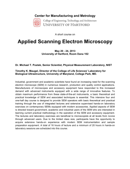 26871993-applied-scanning-electron-microscopy-university-of-hartford-hartford